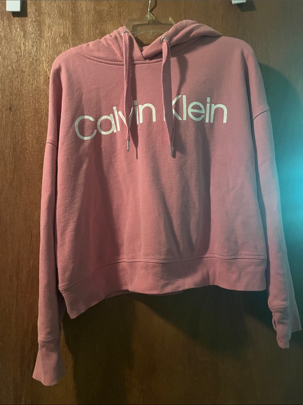 Calvin Klein Rose Pink Logo Cropped Hoodie